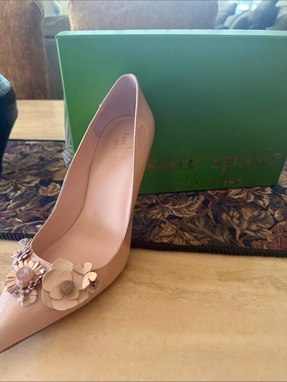 kate spade Blush Pink Floral Appliqué Pointed Toe Pump